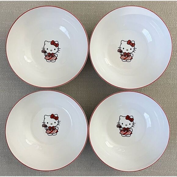 SANRIO Hello Kitty Christmas Holiday 6” Ceramic Bowls 2023- Set of 4 - Picture 1 of 4